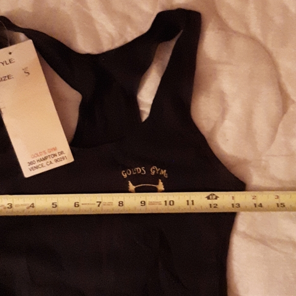 NEW GIRLS GOLDS GYM BODYSUIT, TANK, SMALL/ XS, BLACK, GOLD. - Picture 2 of 5